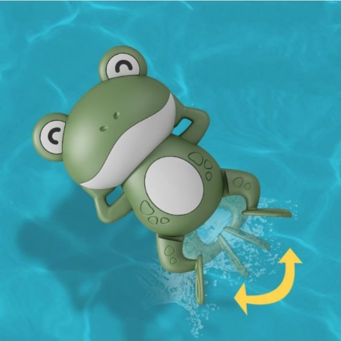 mainan katak kodok berenang bergerak dalam Air baby bath toys mainan mandi anak bayi tanpa baterai-Katak Hijau
