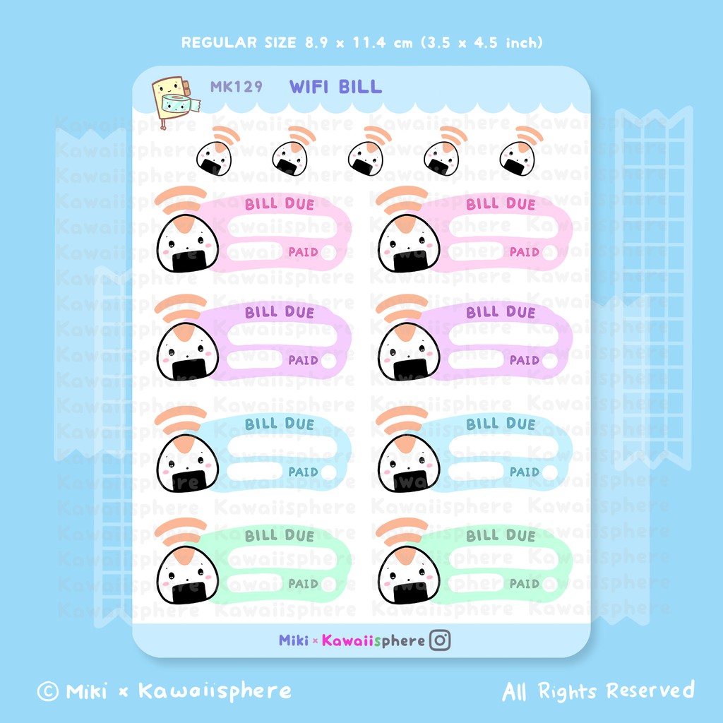 

Wifi Bill | MK127 Kawaiisphere Budget Organizer - Bill Series | Planner / Ring Binder Sticker
