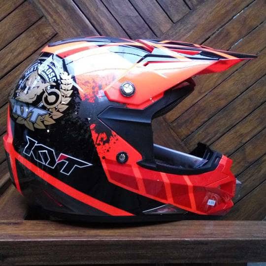 HM-1749 Helm Kyt Cross Over Net Series -Red Fluo Murah