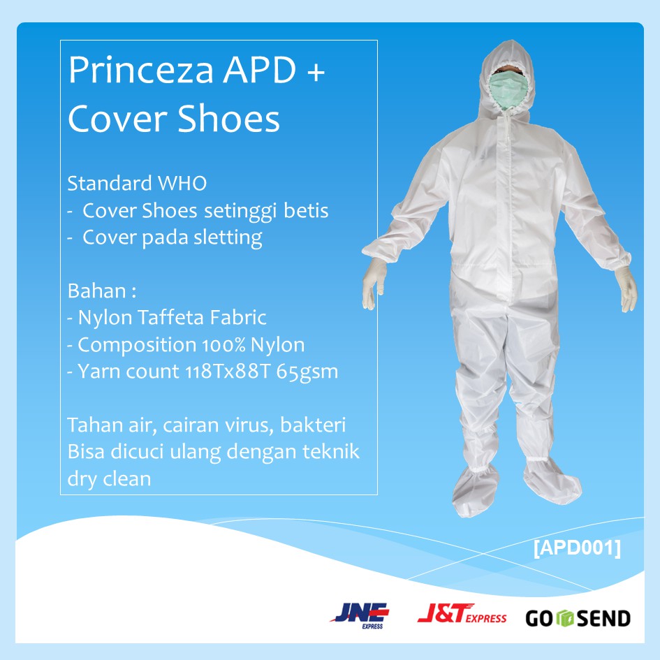 APD Bonus Cover Sepatu Bahan 100% Nylon Mengikuti WHO Standard Bisa dicuci Ulang Lebih Ekonomis