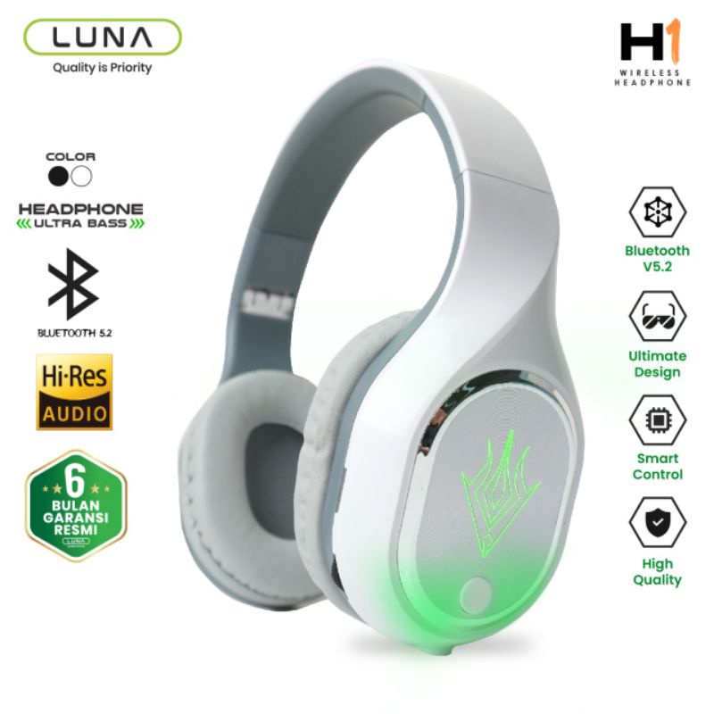 Luna Headset Bluetooth Gaming Headphone Music With Mic 9D Dynamic HD Sound RGB Light