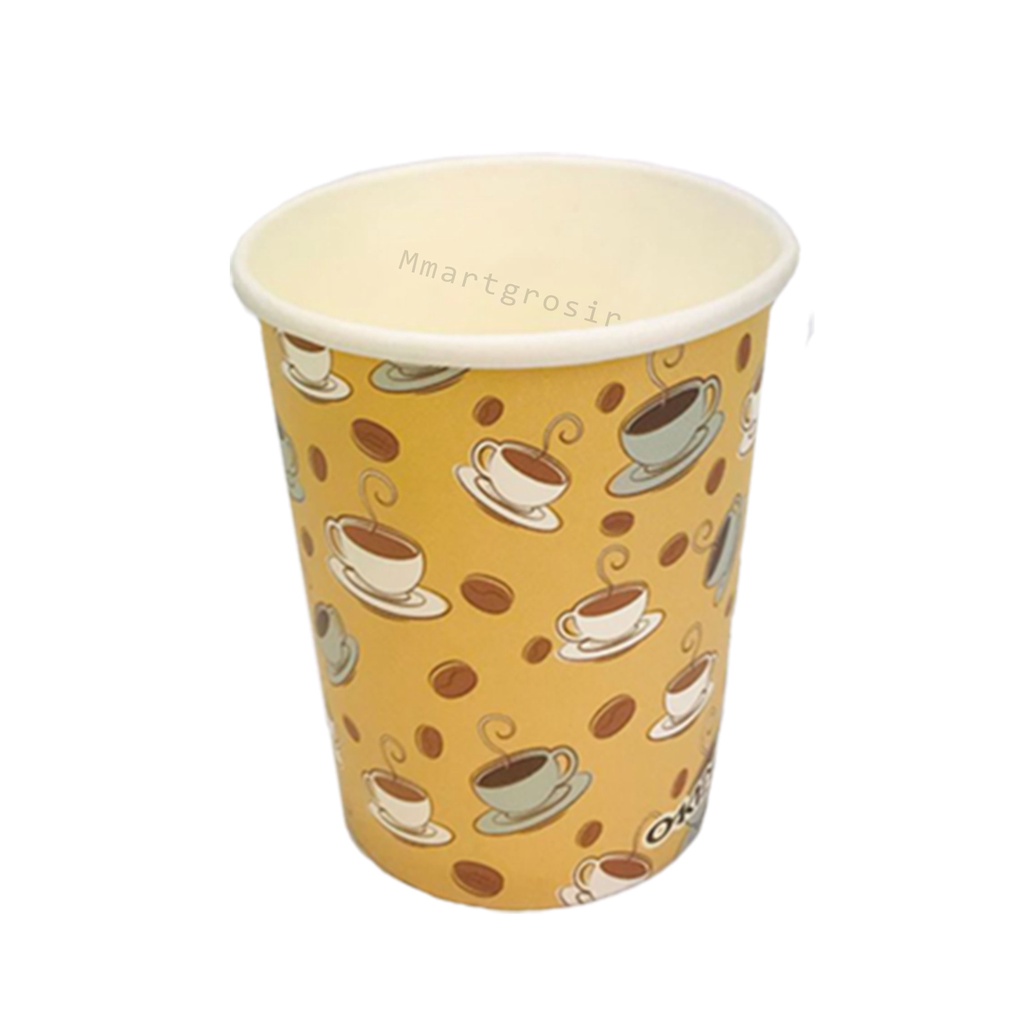 Paper cup / Gelas Kertas / Motif gambar gelas kopi / Isi 50pcs 6.5 oz