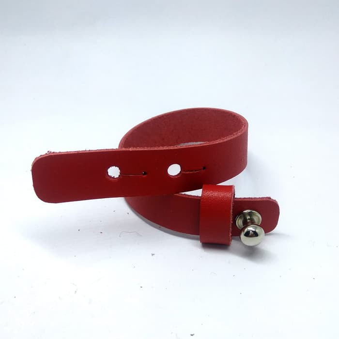 gelang simple kulit asli warna merah - leather bracelet - PHAC211