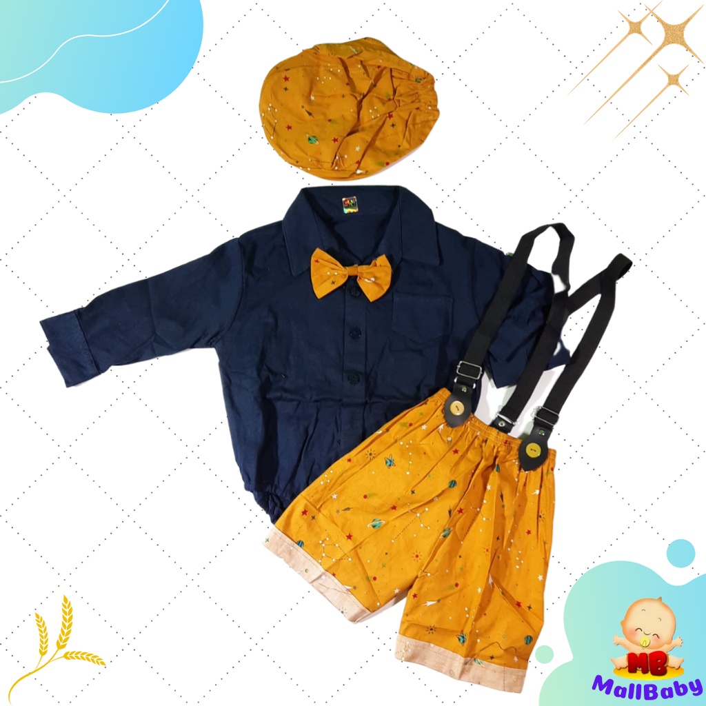 Baju Pesta Bayi Laki Laki 6-12 Bulan Setelan Jumper Kemeja Bayi Laki Laki 3-9 Bulan Topi Dasi Charlie
