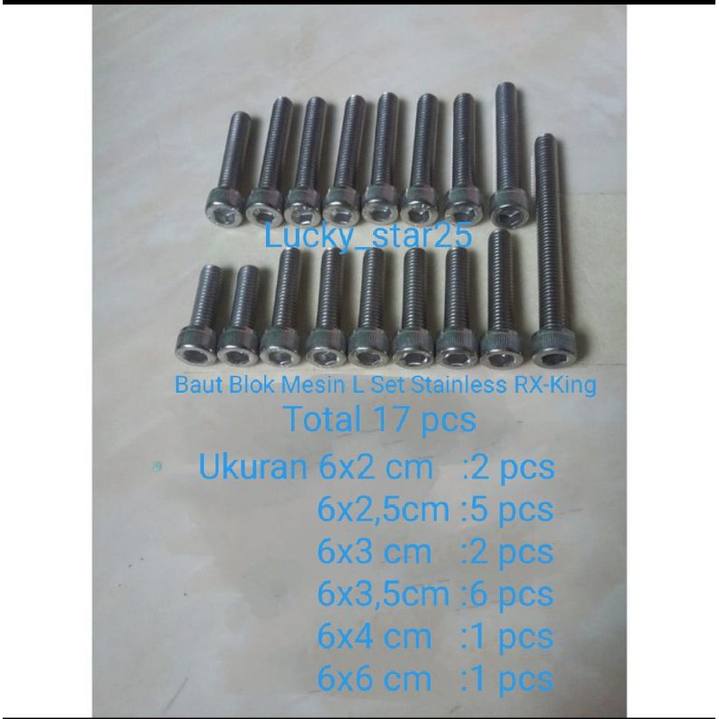 Baut Blok Mesin L Set Stainless RX-KING
