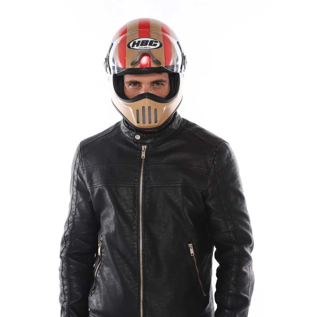 HELM CAKIL HBC PILOT VISOR CAPTAIN AMERICA + FREE BONUS (Helm HBC Cakil/Helm Retro/Helm Vespa)