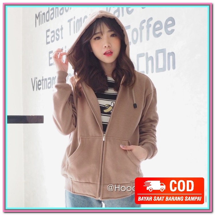 Jaket Fashion Parka Buckaroo Wanita Fesyen Kekinian Waterproof Im QI330 Jaket Hoodie Zipper Coklat M