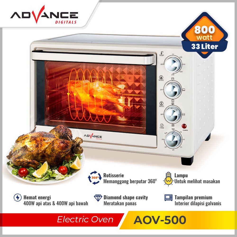 【CUCI STOCK】ADVANCE Electric Oven (Oven Listrik ) AOV-500 Kapasitas 33L Garansi Resmi 1 tahun