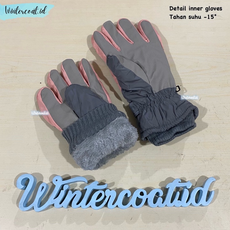 Sarung tangan salju ski gloves snow wanita import waterproof hangat suhu minus kaos tangan winter musim dingin cewek