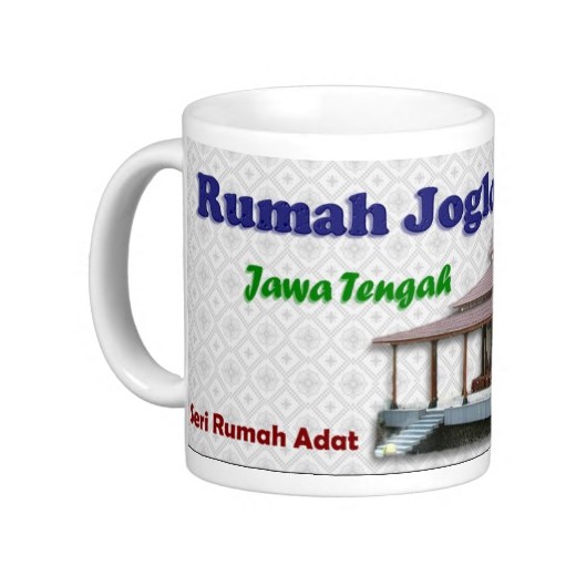 Mug Keramik Cetak Rumah Adat Rumah Joglo