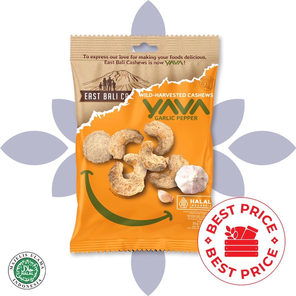 CASHEWS/KACANG METE MEDE - GARLIC PEPPER 35 GR - EAST BALI CASHEWS (YAVA)