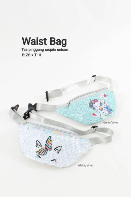 TAS ANAK SLEMPANG PINGGANG UNICORN MERMAID SEQUIN WAISTBAG