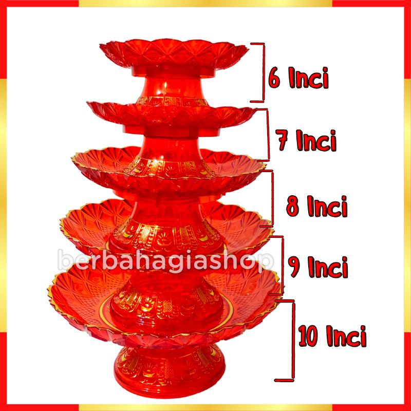 Piring Buah Persembahan Sembahyang Puja Altar Merah Kristal Impor Taiwan High Quality