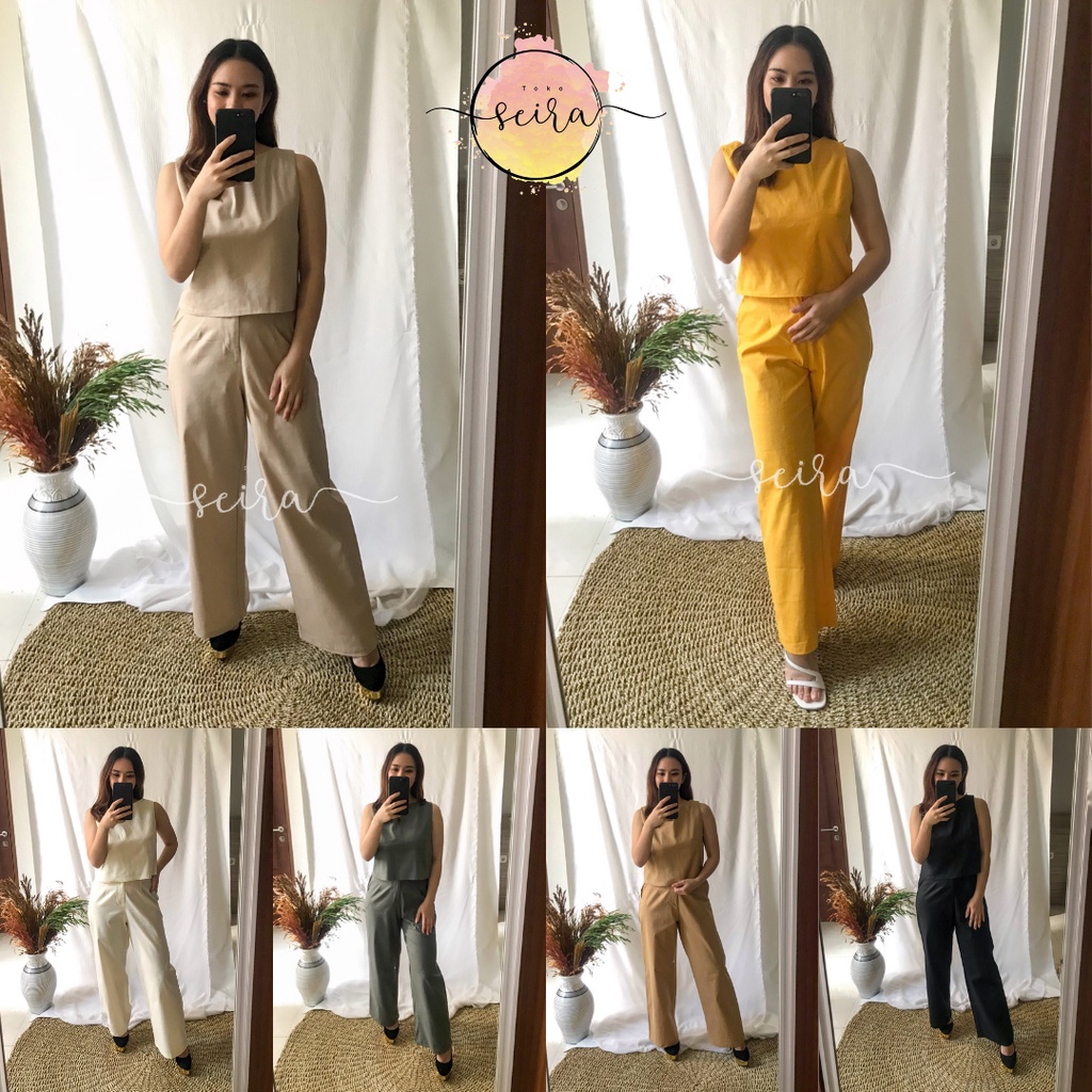 [BISA COD] LAURA SET - Atasan Crop Top Celana Kullot Set / Baju Bangkok Premium Import