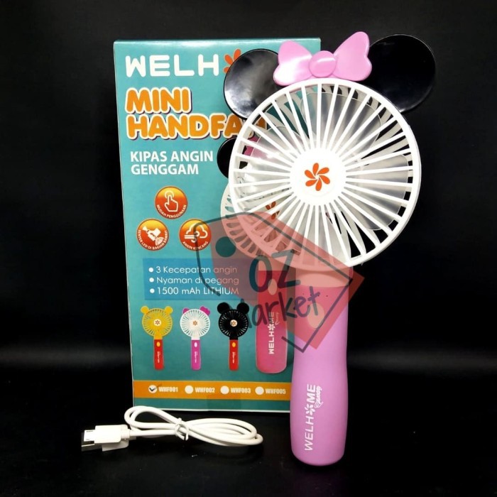 Rechargeable Hand Fan Mini Kipas Genggam Tangan Welhome WHF-002-new