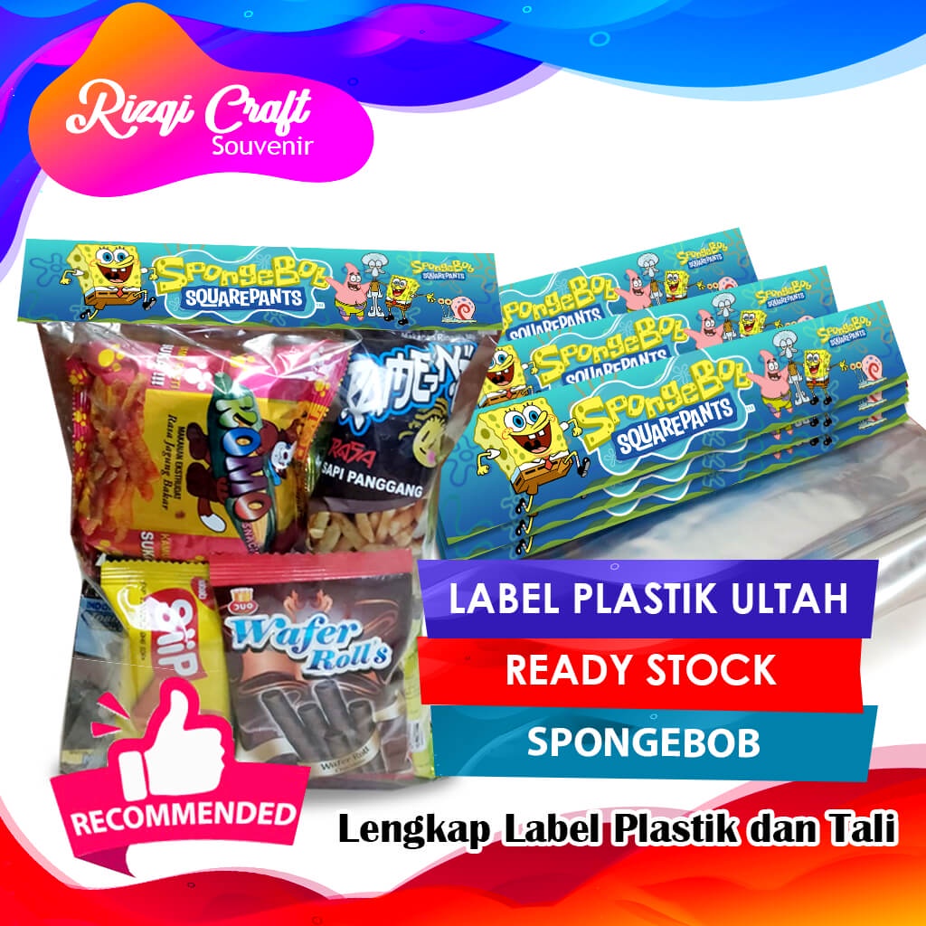 

[Ready] Spongebob Tas Label Snack Plastik Ulang Tahun