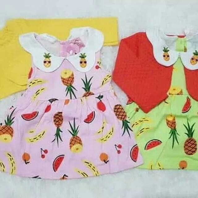 Baju Dress Anak Bayi Perempuan Rompi Fruity Waffle