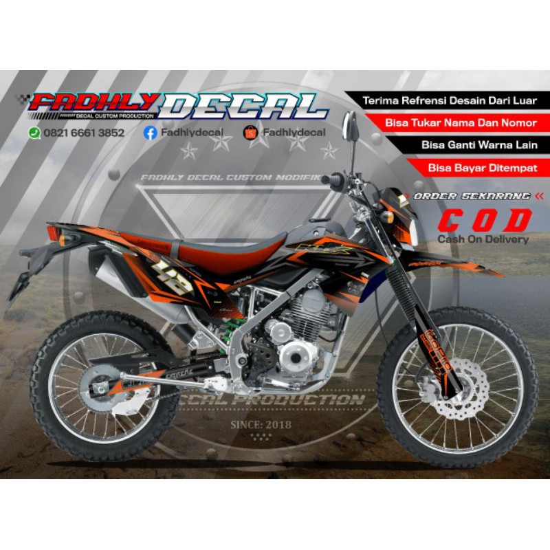 Decal KLX BF / G / Extreme Orange Simple Keren Sticker Fullbody