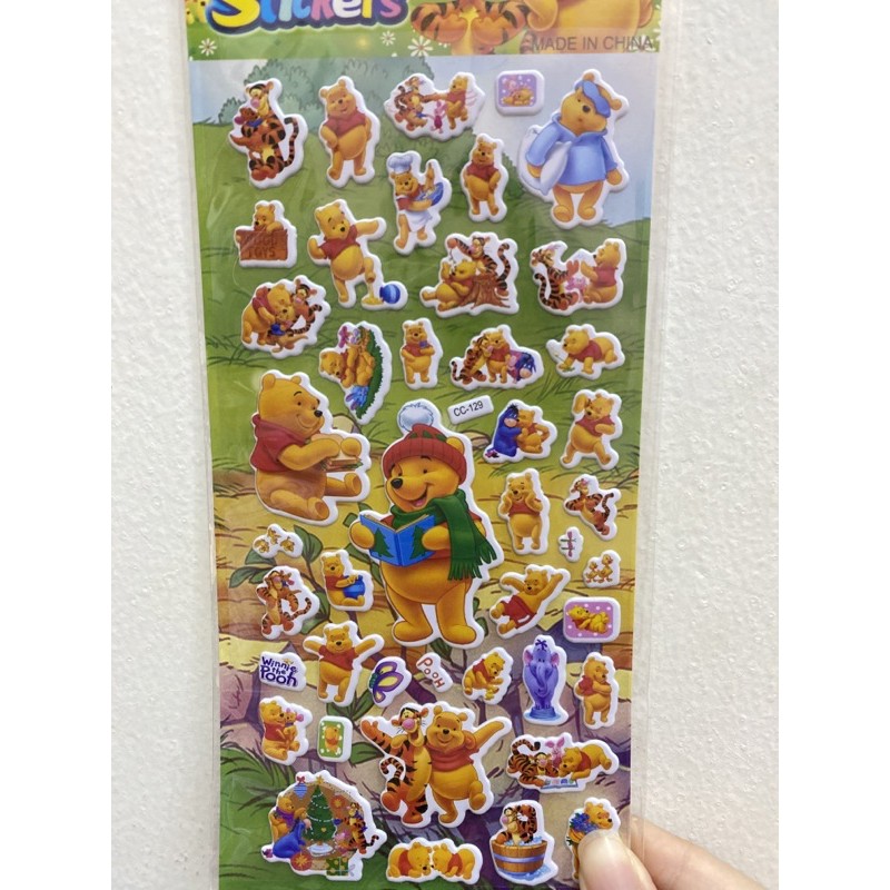 Sticker karakter pooh frozen boy girl music princess avenger 3D glitter-Pooh