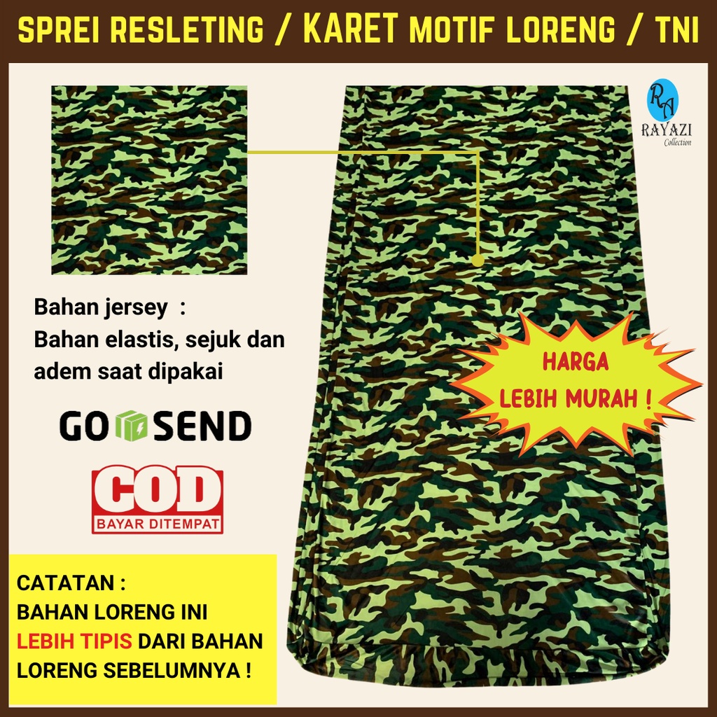 SARUNG KASUR MOTIF LORENG TNI (Uk. besar kasur no. 1 - 3) BUSA / SPRINGBED BAHAN ELASTIS