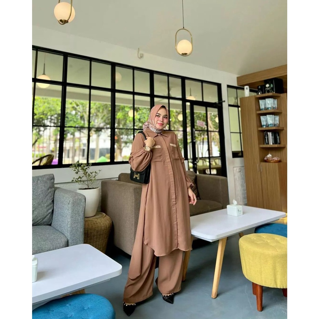 Kanaya Setelan Wanita Kekinian / One Set Jumbo Katun Rayon / Long Tunik