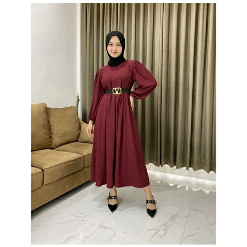 [ free belt ] DEWI DRESS CAMILA MIDI DRESS VIRAL DRESS MUSLIMAH KEKINIAN