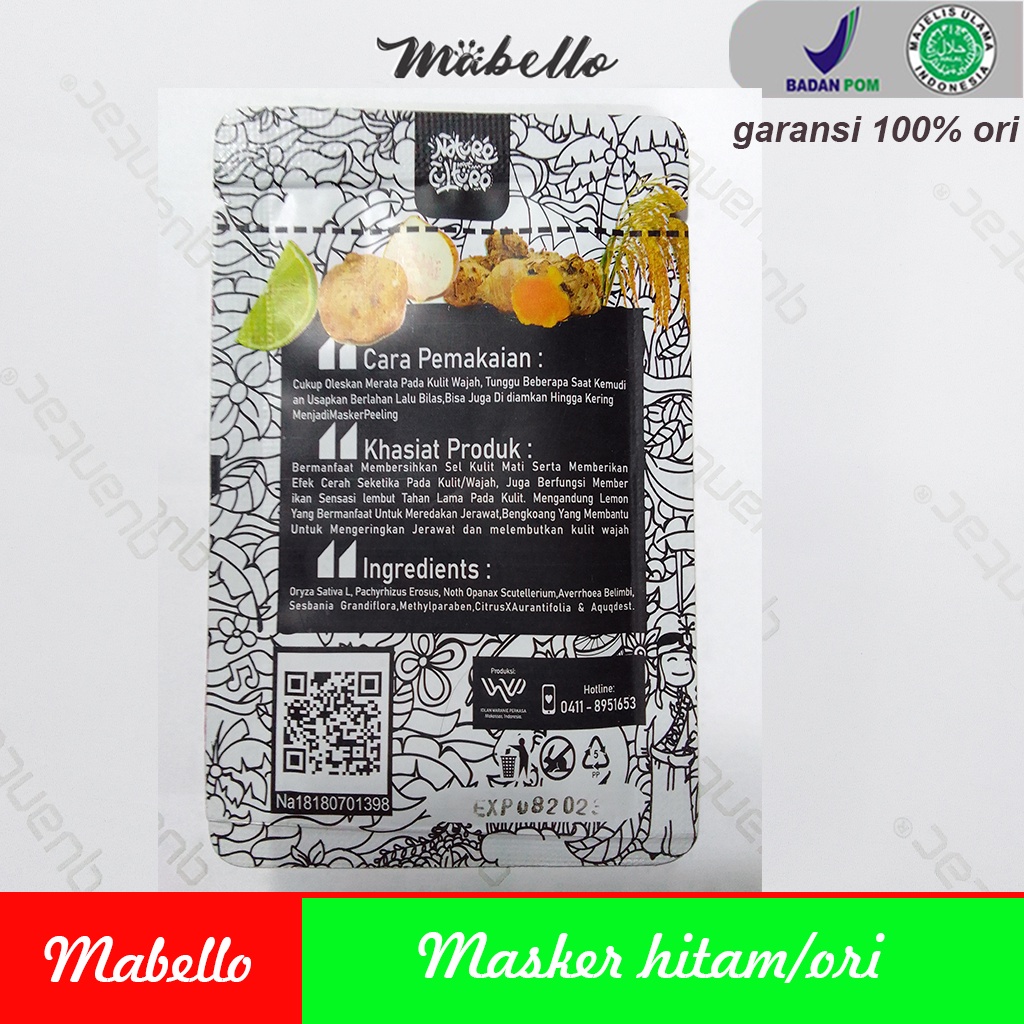 Masker wajah mabello facial scrub masker original mask lulur wajah bedda lotong mabelo beda lotong