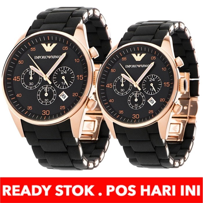♥ Emporio Armani ♥ Sportivo Jam Tangan Pria Fashion Men Stainless Steel Watch Model AR5905 & AR5906