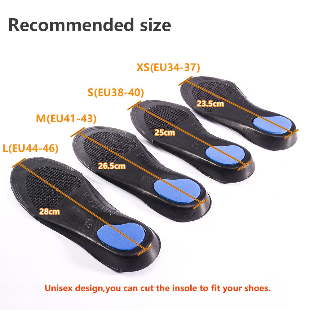 Unisex Perawatan Kaki EVA Orthotic Sports Insole Insert Shoe Pad Arch Support Heel Cushion Biru