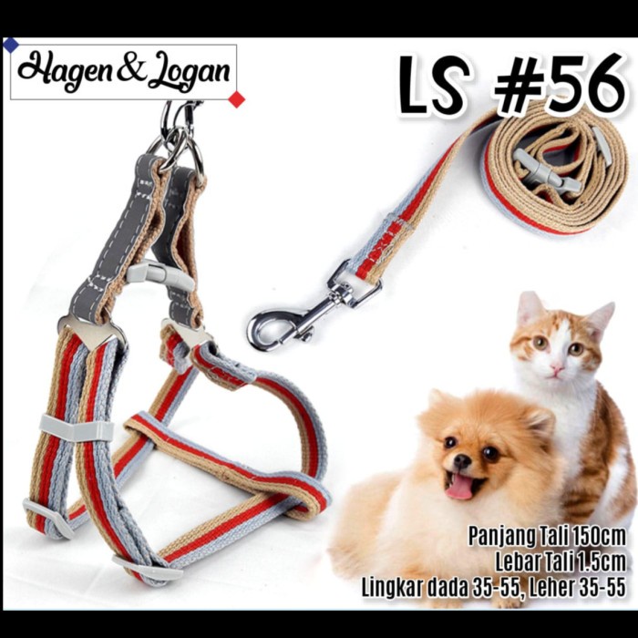 Tali Tuntun Harnes. Rantai Anjing Kucing Pet Belts Dog Harness - LS 56