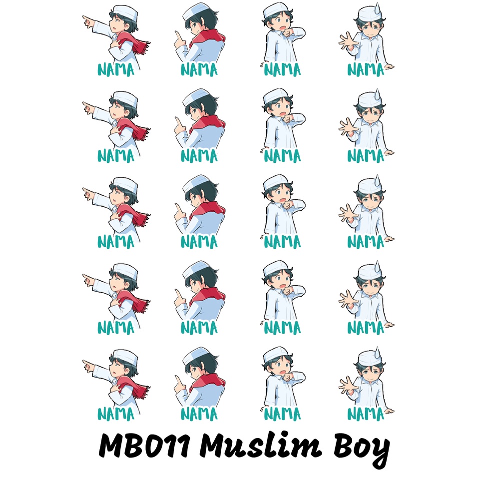 

Sticker Nama Cutting Label Waterproof Tahan Air Muslim Boy 11 (MB011)