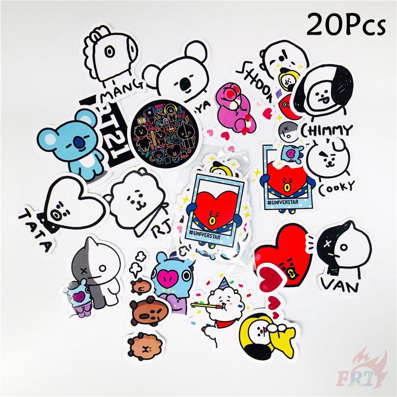  BTS  bt21 20Pcs K Pop Stiker  Motif Kartun K Pop untuk  