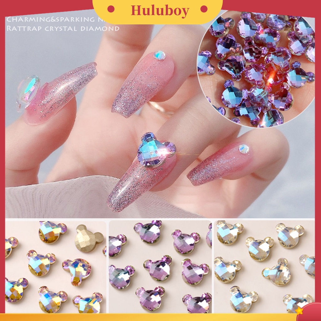 Huluboy Huluboy♡ 5pcs Glitter Berlian Imitasi Multi Sisi Untuk Dekorasi Nail Art