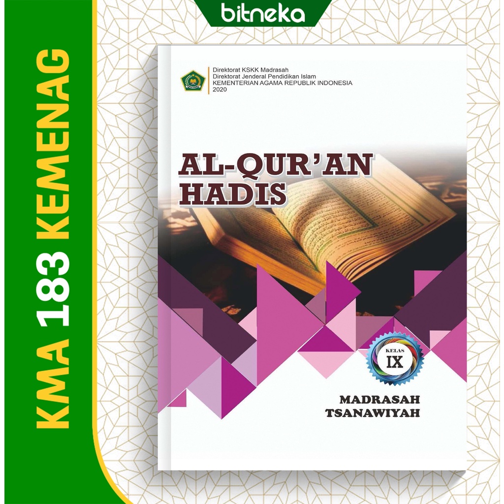 Jual Buku Siswa Al Quran Hadis Kelas 9 MTs KEMENAG KMA 183 | Shopee ...