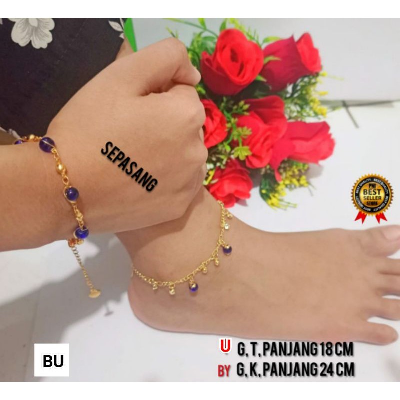 Set Gelang tangan dan gelang kaki wanita Titanium Asli Anti karat