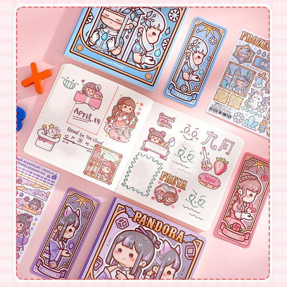 Top Hand Ledger Set Kreatif Notepad Gadis Jantung Stiker Tape Bahan Buku Diary