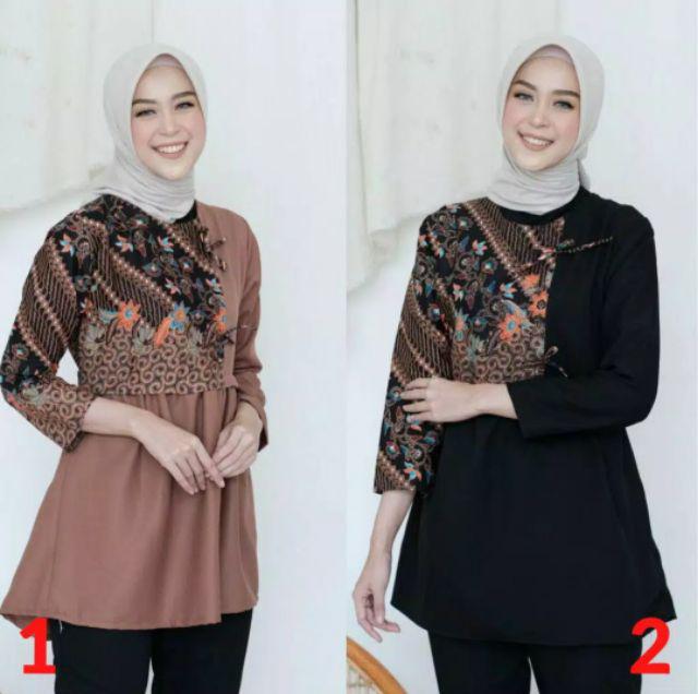 Batik Wanita Asj Sa Hrb026 Kenongo Kemeja Tosca Pendek