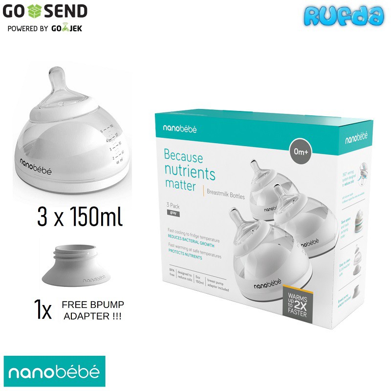 NanoBebe Triple 150ml Breastmilk Bottle Botol Susu ASI Cepat Hangat