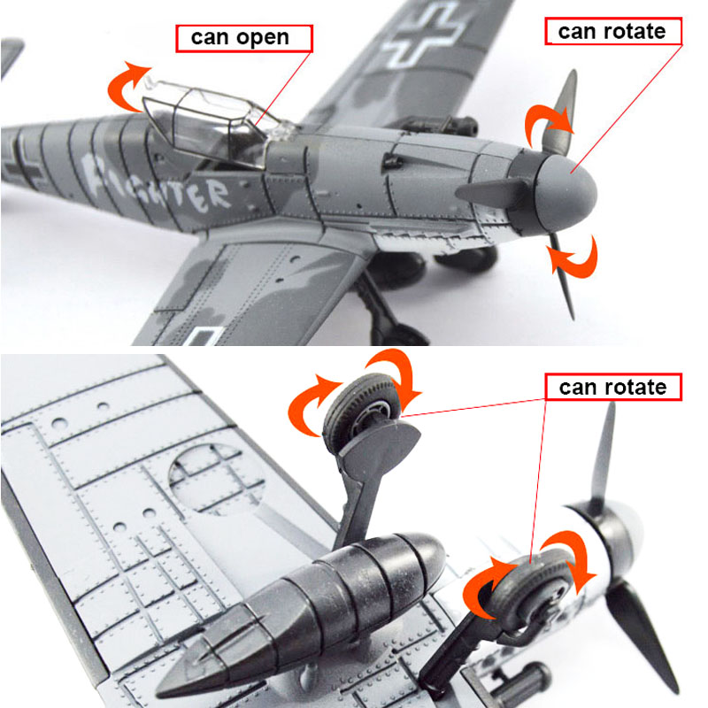 Mainan Rakitan Balok Bangunan Pesawat Tempur Militer Handmade 4d Diy 1: 48 WW2 Jerman BF109