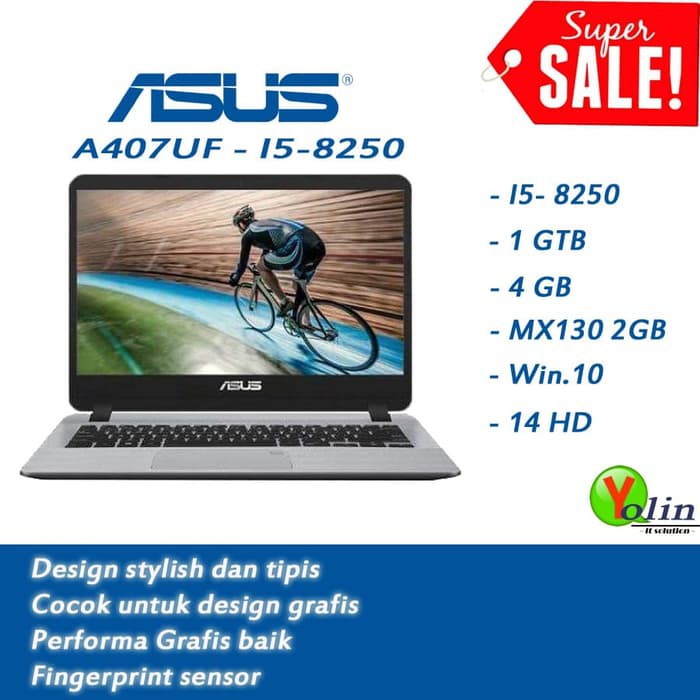 Laptop Asus A407UF I5-8250 1TB 4GB NVidia MX130 2GB W10 14