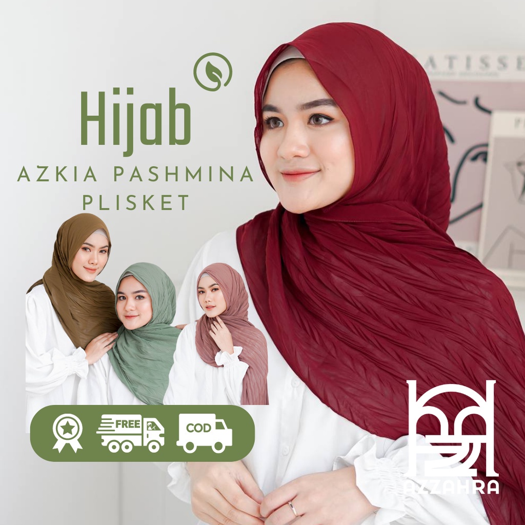 Kerudung Pashmina Plisket Azkia Pashmina Kerudung Plisket Full Plisket Padi Bahan Ceruty Babydoll Pr