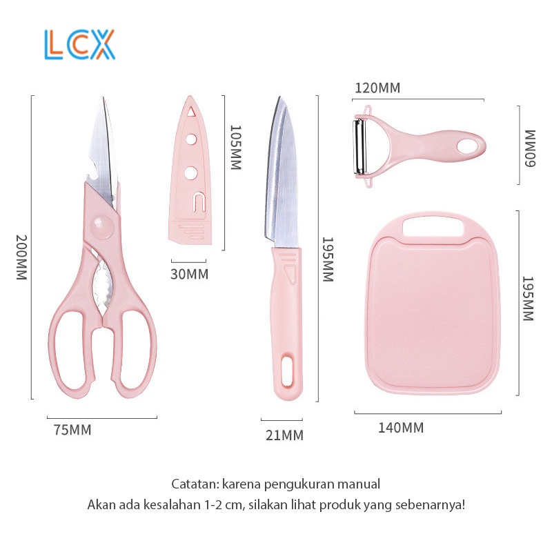 LCX 4PCS PISAU SET Pisau Keramik Talenan Set Knife Pisau Buah - ANTI KARAT - SUPER TAJAM VS