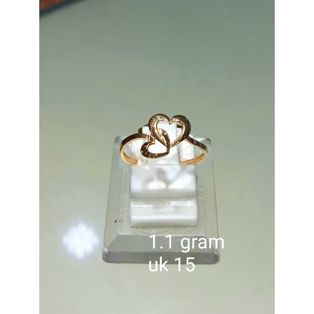 Cincin Emas Double Heart Kadar 70% 1.1 Gram Size 15