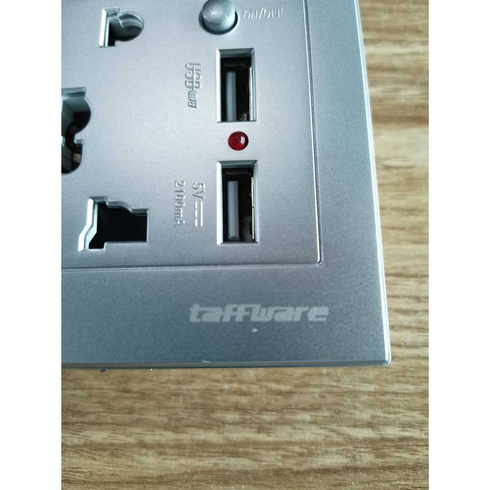 Taffware Stop Kontak Universal UK EU US 2 Port USB On Off Switch LC-19