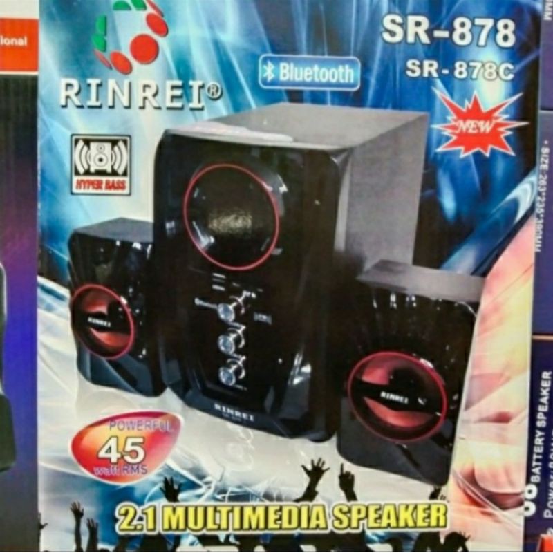 Speaker Aktif RINREI SR-878 (USB Port, Bluetooth, Aux, FM Radio, Remote, SD Card)