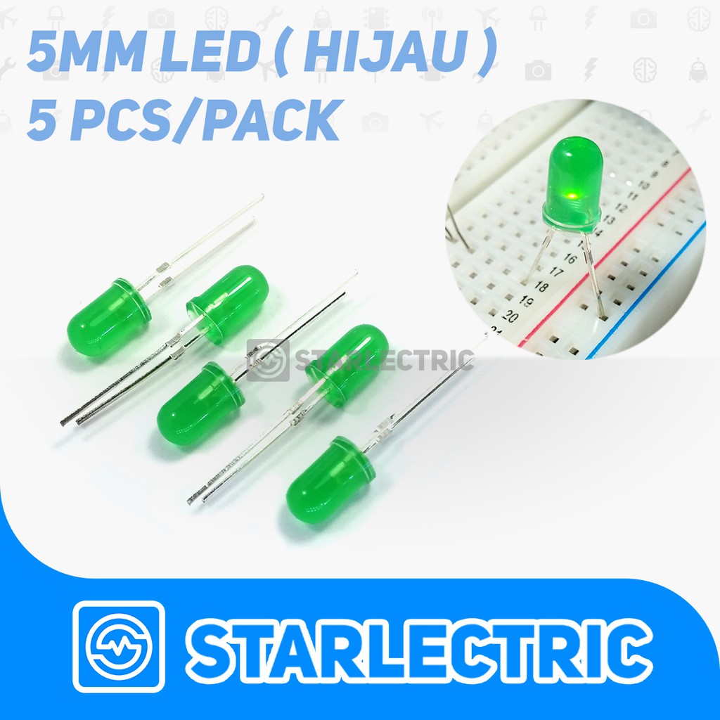 LED 5mm Hijau (5pcs/pack)