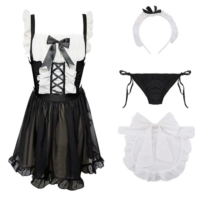 【Wetrose】 Maid Lingerie Wanita Model Seragam Pelayan Lolita Sexy Bahan Lace KESHA Hadiah Hari Valentine