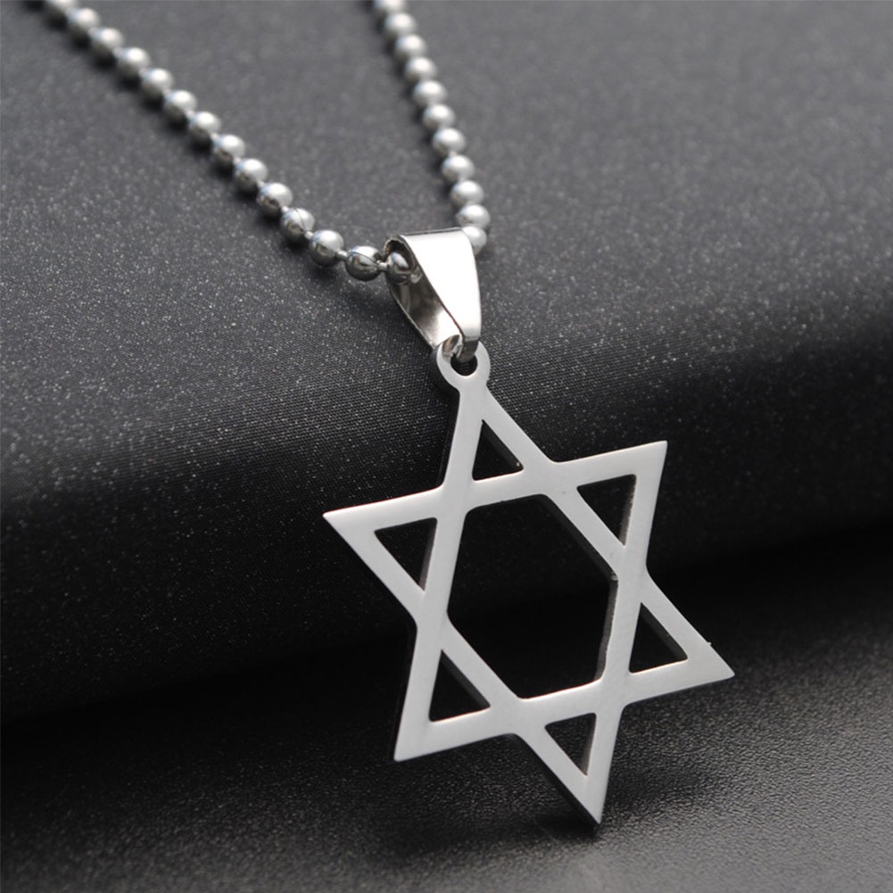 Hu Hu Hu Hu Hu Alat Bantu Pasang Kacamata♡ Kalung Rantai Liontin Hexagram Bahan Stainless Steel Untuk Unisex