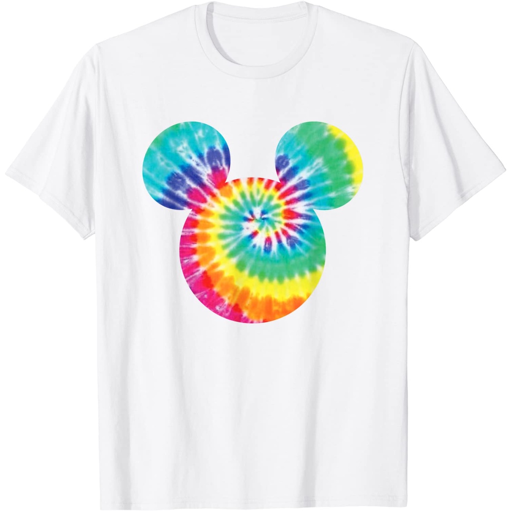 Kaos Dewasa Disney Mickey Mouse Icon Rainbow Tie-Dye T-Shirt - Kaos Pria - Kaos Wanita - Kaos Laki L