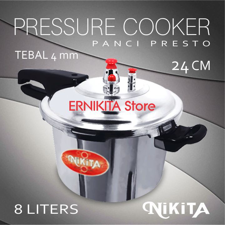 NIKITA PANCI PRESTO 8 LITER 24 CM - Pressure Cooker Bonus Steam Rack